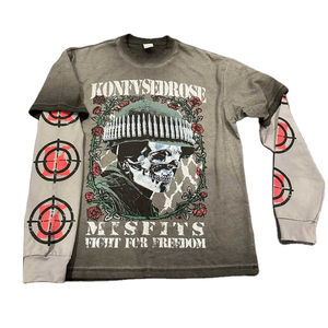 100% coton Street Wear graphique Boxy gaufre Hip Hop haute qualité pour hommes Double couche surdimensionné à manches longues T-shirt surdimensionné - Product Image 4