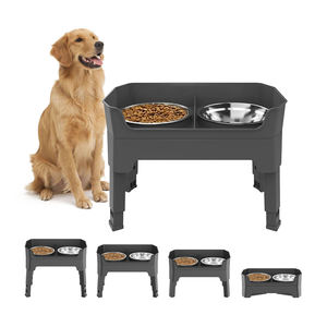 3-in-1 Elevated <span class=keywords><strong>Dog</strong></span> <span class=keywords><strong>Bowls</strong></span> <span class=keywords><strong>Mess</strong></span> <span class=keywords><strong>Proof</strong></span> Double Deck 4 Altura Ajustável Raise Pet <span class=keywords><strong>Dog</strong></span> Bowl Stand com 2 Food Bowl e Lamber Placa - Product Image 4