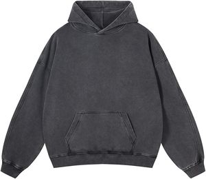 Sweat-shirt à capuche rose délavé à l'acide avec logo frontal, coupe ample, avec poche, en molleton de coton surdimensionné pour l'automne et l'hiver - Product Image 6