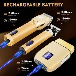 Tondeuse à barbe sans fil professionnelle pour hommes, kit de tondeuse à cheveux, rasoir électrique réglable en acier inoxydable, étui USB - Product Image 2