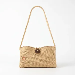 Sac bandoulière Ana au crochet, style bohème, motif géométrique, portable avec logo et fermeture à cadenas, usage quotidien estival, doublure en polyester - Product Image 1