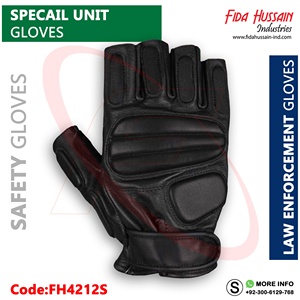 Guantes de unidad especial de medio dedo personalizados hechos en cuero de vaca guantes de cuero de seguridad acolchados Eva de Pakistán - Product Image 4