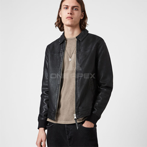 Men's Classic Modern <b>Genuine</b> <b>Leather</b> <b>Jacket</b> with Turn-down Collar Soft Long Lasting for Winter Any Occasion Street Style <b>Jacket</b> - Product Image 1
