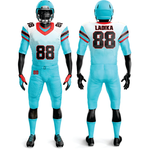 Uniforme de football américain pour hommes sublimé personnalisé respirant 100% polyester vert de mer matériel d'équipe sergé pantalon de maillot court - Product Image 1