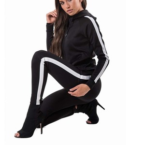 Top Cargo tejido con cremallera completa de invierno para mujer, pantalón de ajuste relajado 85% poliamida 15% elastano de secado rápido de talla grande, chándal de Color negro - Product Image 4