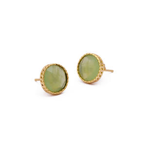 Calcédoine verte plaqué or pierre de naissance boucles d'oreilles à la mode en gros approvisionnement bijoux pince ensemble bijoux goujons boucle d'oreille - Product Image 1