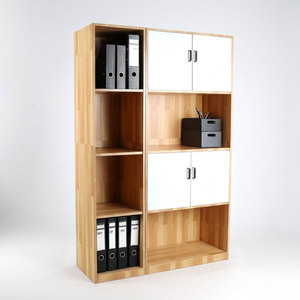 Meuble de classement 4 niveaux 120x40x170cm, design moderne et minimaliste, en bois de caoutchouc et plastique, réglable, pour bureau et atelier - Product Image 1