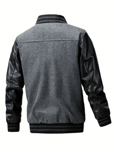 Unisex Men's Lightweight Wool <b>Jacket</b> Leather Sleeves High Quality Reasonably Priced Winter Letterman Style Comfortable Hooded - Product Image 2