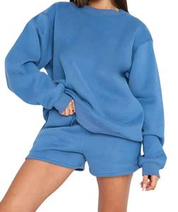 Conjunto de 2 piezas transpirable de alta calidad para mujer, pantalones cortos lisos informales personalizados, camisa 100% de algodón con cuello redondo, conjuntos para mujer - Product Image 5