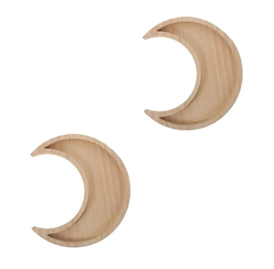 Plateau en bois en forme de croissant de lune pour la décoration de table du Ramadan, décoration de l'Aïd, plateau de service alimentaire doré Eid Mubarak - Product Image 2