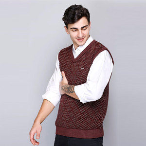 Por encargo del OEM hombres chaleco suéter mezcla de lana con cuello en V elegante sin mangas transpirable suéter con material de alta calidad - Product Image 4