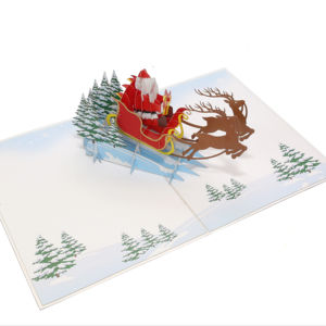 Ventas a granel Artesanía 3D Popup Santa Claus Paper Craft Fairy Style Tarjeta de felicitación de Navidad con 'Feliz Navidad' - Product Image 1