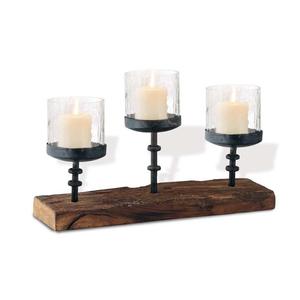 Bougeoir pilier moderne de luxe en métal doré hexagone fait à la main décoration intérieure élégante styliste foudre design mariage noël - Product Image 2