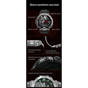 Reloj Inteligente con Pantalla Táctil AMOLED de 1.43 Pulgadas, Bluetooth, Resistente al Agua IP68, Rastreador de Actividad Física con Linterna y Brújula, Unisex - Product Image 6