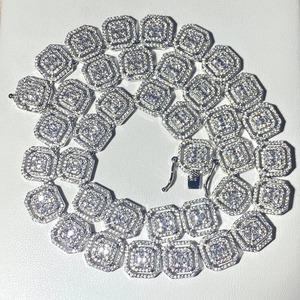 VVS Clarity 14K oro bianco Premium qualità ghiacciato fuori catena di Moissanite VVS Moissanite diamante brillante taglio glassato fuori catena personalizzata - Product Image 1