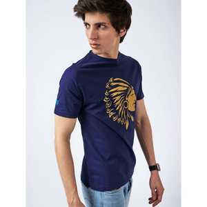 Camiseta gráfica con relieve azul para hombre - Product Image 3