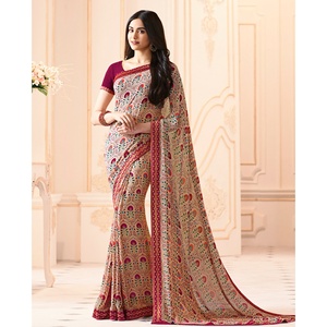 Sari de Georgette Estampado para Mujer, Diseño de Alta Calidad para Bodas y Fiestas, Incluye Blusa sin Coser - Product Image 2