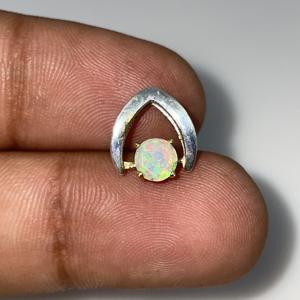 Pendentif en opale blanche multi-feu d'Éthiopie naturelle, plaqué argent en acier inoxydable, bijoux pour femmes et enfants - Product Image 6