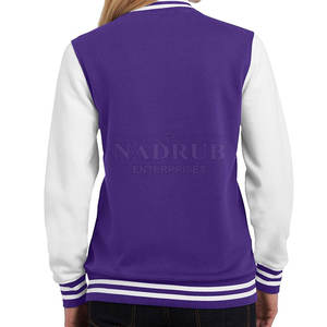 Veste universitaire personnalisée pour femmes avec boutons pression et sensation de douceur Veste universitaire personnalisée avec poignets tricotés - Product Image 2