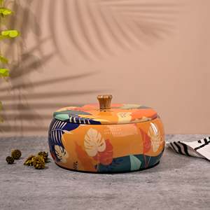 Casserole ronde en bois de luxe tropicale avec couvercle, chauffe-plat, pot de cuisson pour usage domestique, en aluminium - Product Image 1