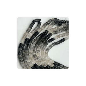 หินควอตซ์บริสุทธิ์จากธรรมชาติสีดำคุณภาพระดับพรีเมี่ยมลูกปัดรูปทรงสี่เหลี่ยม heishi หินอัญมณีเส้นใยขนาด14นิ้วสำหรับทำเครื่องประดับขายส่ง - Product Image 2