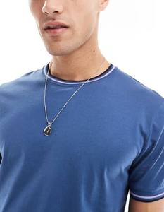 เสื้อยืดคอกลมผ้า100% คอตตอนสำหรับผู้ชายเสื้อยืดแบบเข้ารูปทรงหลวมลายแถบ2025สำหรับผู้ชาย - Product Image 4