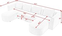 Canapé modulaire extensible en forme de U capitonné moderne pour salon, avec 2 sièges simples et 2 chaises longues, en tissu bouclé et structure en bois