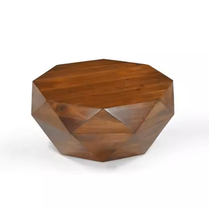 Durable Eco-Friendly Solid Wood Coffee <b>Table</b> Modern Diamond Shape Design Easy Clean <b>Brown</b> Natural Finish for Living Room Home - Product Image 1