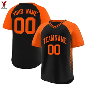 Maillot de baseball personnalisé de haute qualité avec col en V et manches courtes conception de chemise à boutons d'impression personnalisée quantité minimale de commande bas - Product Image 5