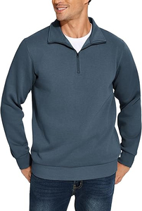 2025 sudaderas con capucha casuales de alta calidad logotipo personalizado hombres sudadera de lana cuarto 1/4 media cremallera cuello alto jersey de gran tamaño térmico - Product Image 2