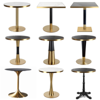 Mobilier de Restaurant Commercial, buffet en plein air, table de restaurant, cadre doré en métal, table de restaurant en marbre
