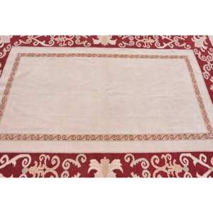 พรมตุรกีโบราณพื้นที่ขนาดใหญ่6.6 x 8.6ft คลาสสิกสีแดงสีเบจนามธรรมลวดลายวัสดุขนสัตว์น้ำยาง10มม. สำหรับห้องโถง - Product Image 5