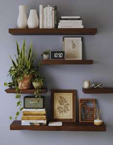 Estantes Flotantes de Madera Rústica para Pared, para Baño, Dormitorio, Sala de Estar, Cocina, Pequeño Estante Colgante para Almacenamiento de Libros - Product Image 2