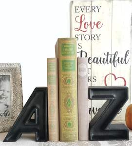 Serre-livres robustes avec ALPHABETS décoratifs en métal artisanat étagère organisateur pratique élégant bureau décor à la maison accessoire - Product Image 2