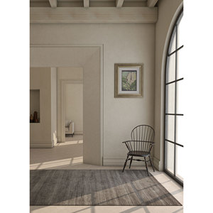 Alfombras Tejidas a Mano de Lana y Viscosa en Gris Base y Patrón de Rayas Negras Hwv-2000 para Uso Doméstico - Product Image 6