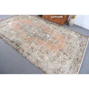 Tapis vintage, grand tapis de 6,1 x 10,2 pieds, tapis à carreaux marron - Product Image 4