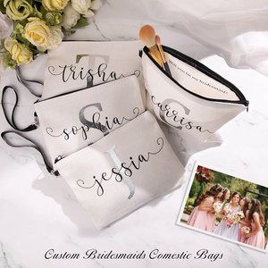 Personalized Large <b>Makeup</b> <b>Case</b> Eco-Friendly Canvas Zipper Closure Practical Daily Use Fashion Bag Letter Handled <b>Makeup</b> <b>Case</b> - Product Image 6