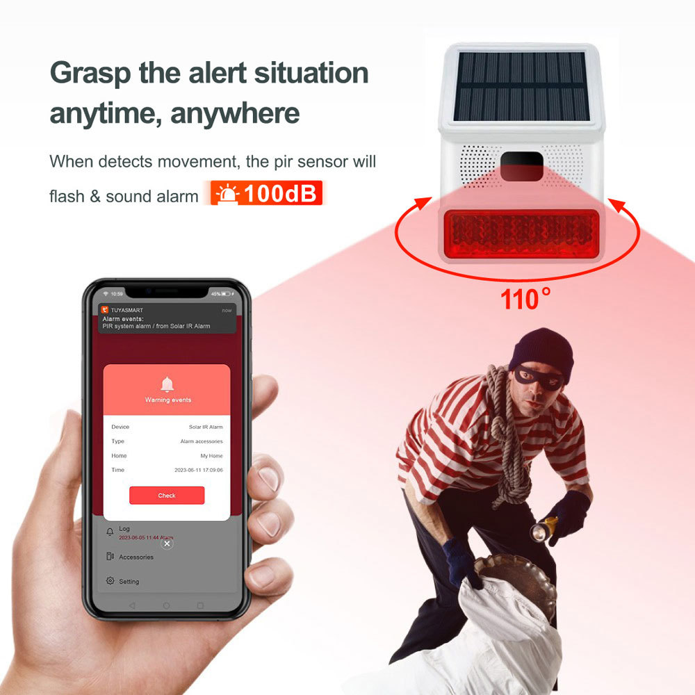 China Manufacture Waterproof Tuya Smart Home Security WiFi Solar Siren with Motion Detection PST-PE523W · image 4