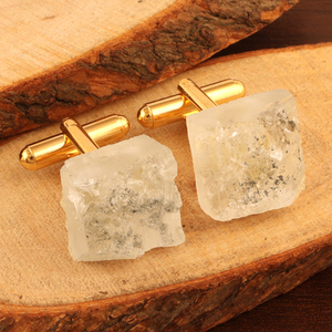 Offre Spéciale populaire mode hommes bouton de manchette naturel brut herkimer diamant avril-Bonheur or plaqué à la main chemise bouton de manchette bijoux - Product Image 4