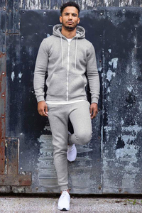 Sweat à capuche tendance en molleton gris dynamique coupe classique coupe-vent 100% coton pour homme avec ourlet et poignets côtelés Vêtement décontracté Automne Écologique - Product Image 5