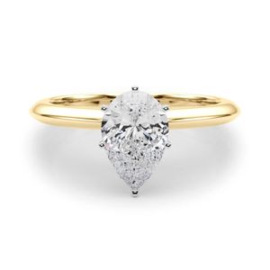 Anillo de compromiso solitario de diamante de corte pera para mujer, boda de aniversario étnico de Plata de Ley 925 - Product Image 1