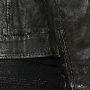 Blouson en cuir véritable pour hommes Blouson en cuir de vachette véritable avec logo personnalisé pour hommes vente en gros - Product Image 5