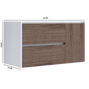 Luis Nordikflat bagno vanità con due cassetti porta laterale e lavabo dimensioni 91 x46xh55.5 cm noce Tranche colore - Product Image 2