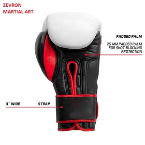 Gants de boxe professionnels en cuir de vachette véritable couleur blanche entraînement combat poinçonnage à lacets avec logo personnalisé - Product Image 4