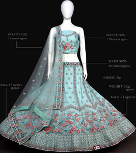 Fabzone ชุดแต่งกายสำหรับสตรีแบบตาข่ายพรีเมียม lehenga choli สำหรับผู้หญิงที่มีงานปักและงานหิน - Product Image 3