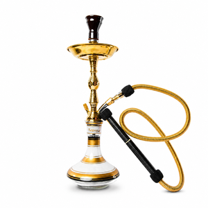 Farida Hookahs - Set de Cachimba Mini Balha de Latón Sólido, Hecho a Mano, Estilo Egipcio de Lujo, Coleccionable, 1 Manguera - Product Image 1