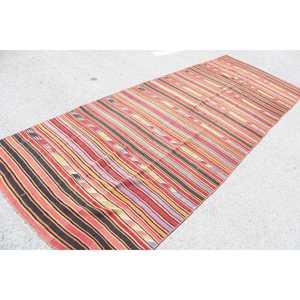 4.4x12.4 ft Vintage <b>Runner</b> Rug, Turkish <b>Red</b> Ikat Rug - Product Image 2