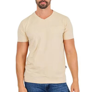 T-shirt en coton blanc à col en V pour hommes, t-shirts bon marché à col en V pour hommes T-shirts pour hommes Crew Fitness - Product Image 1
