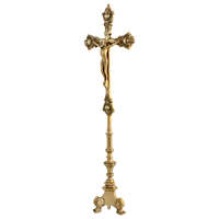 Crucifix de table en laiton doré avec base gravée statue de jésus pour la maison table de prière d'autel ou l'église artisanat religieux décor affichage