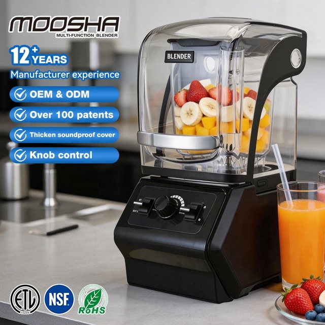 High Rpm NSF Kitchen Smoothies Pure Copper Motor 1.5L 2L 1500W 2200W Soundproof Commercial Blender With Cover